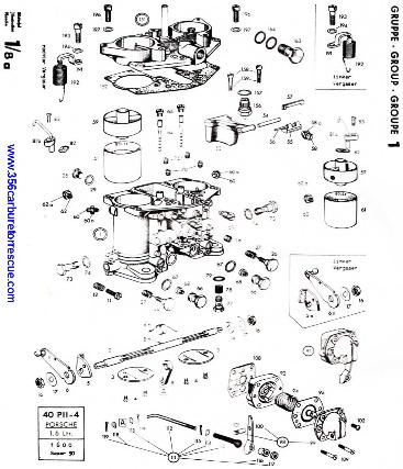 Solex 40 PII-4 Solid Shaft exploded parts diagram